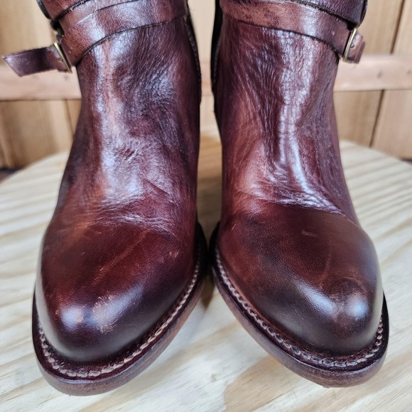 Bed Stu Cobbler Series Boots Womens 8 Brown Leather Western Harness Heel Zip - Picture 3 of 9
